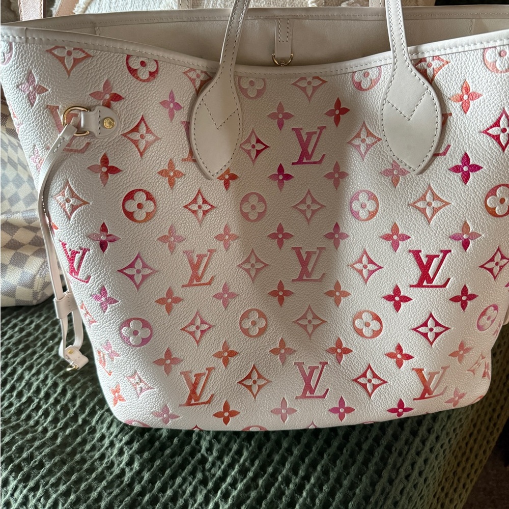 Louis Vuitton Pink and White Monogram Tote